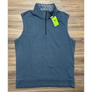 Robert Graham Men Treviso Charcoal 1/4 Zip Performance Golf Vest Size M